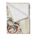 thumbnail image 2 of Keep Calm Soft Flannel Fleece Throw Blanket, Humorous Sketch of Wolf with Glasses and Be Smart Typography, Cozy Plush for Indoor and Outdoor Use, 50" x 70", Pale Mustard Taupe, by Ambesonne, 2 of 5