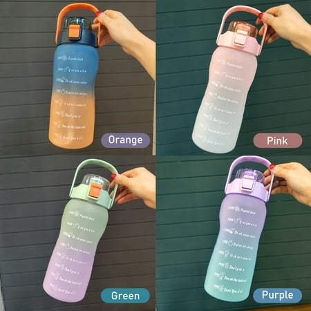 

1500mL Bottle with Marker Straw Handle Leakproof Large Capacity Bottle Reusable Jug for Hiking Travel Outdoor Sports Gym Fitness