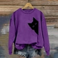 thumbnail image 2 of Arlun Oversized Cat Sweatshirts for Women Funny Black Cat Graphic Printed Casual Crewneck Pullovers Relaxed Fit Comfortable Long Sleeve Soft Hoodless Tops 2025 Purple XXL, 2 of 4