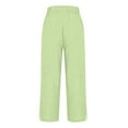 thumbnail image 5 of Womens Pants Women Solid Straight Solid Elastic Pants Long Drawstring Linen Women Waist Cotton Casual Button Slit Trouser Legs Pants Casual Pants Women, 5 of 5