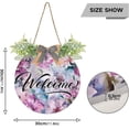 thumbnail image 3 of Coolnut Flower Welcome Sign for Front Door, Rustic Wooden Wall Sign with Artificial Leaves for Home Farmhouse Porch, 12" Round Home Decor, 3 of 7