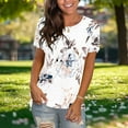 thumbnail image 2 of Charella Summer Tops for Women Flower Graphic Tee Crew Neck Short Sleeve Shirts Loose Fit Tee Casual Comfy Clothes (2XL, White), 2 of 5