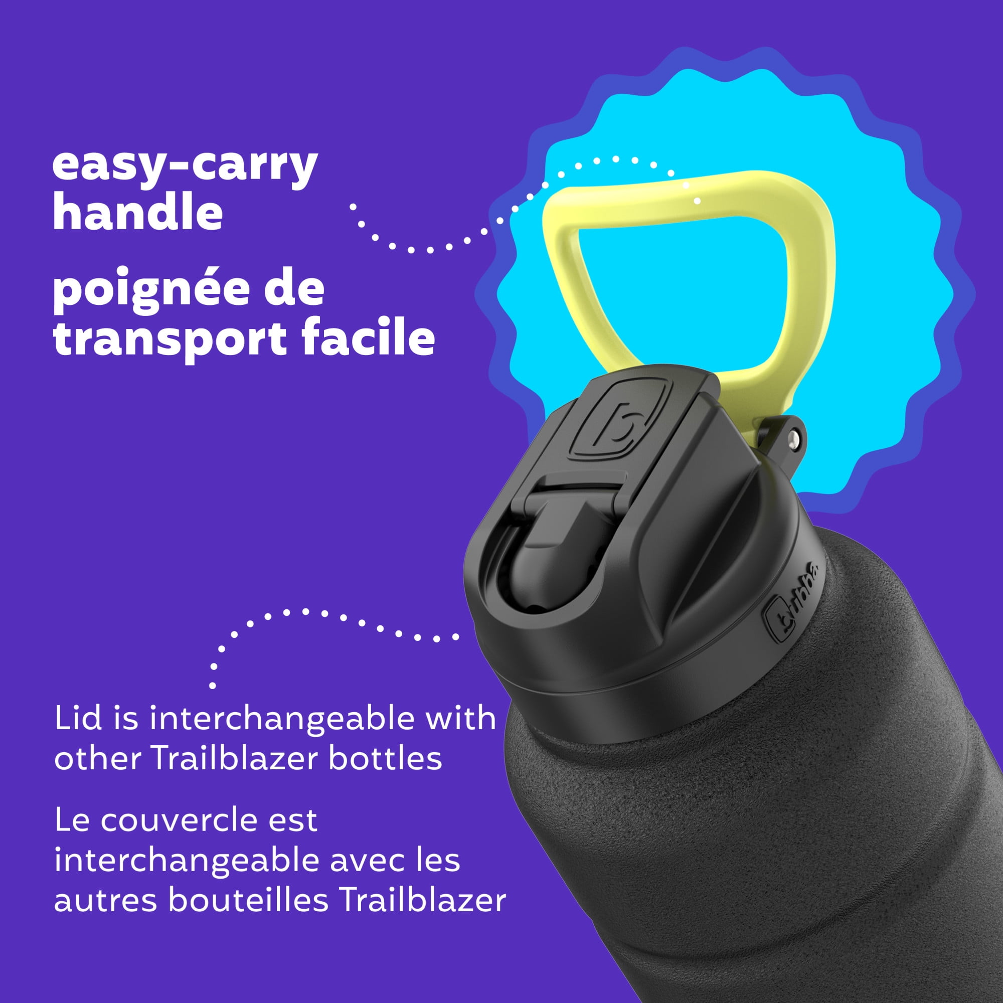 bubba Trailblazer Stainless Steel Water Bottle with Straw Lid, 40 oz (1.18 L), Vacuum-Insulated, Straw Lid, Licorice, 1 Pack