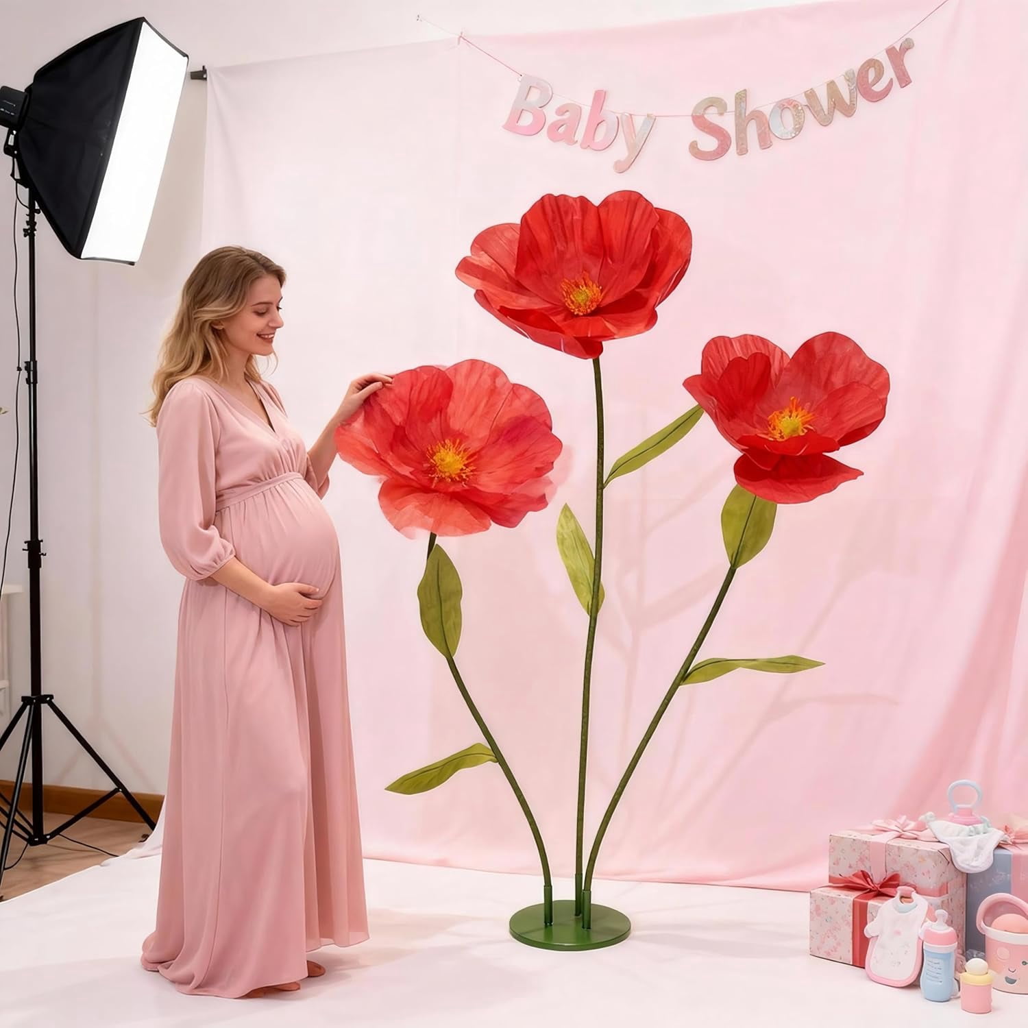 Giant Flowers Used for Decoration, Large Artificial Paper Flowers Used for Home Decor, Wedding Backgrounds, Party Photography Backgrounds, and Shop Window displays (Pink)