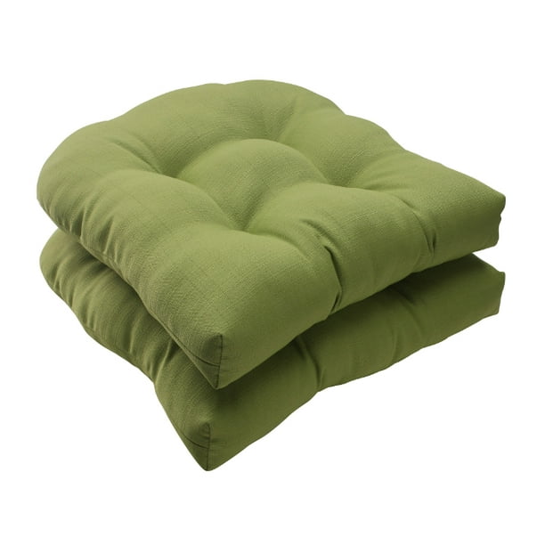 Set Of 2 Olive Green Solid Outdoor, Green Patio Seat Cushions