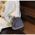 thumbnail image 4 of Sdmnsg-T Vintage Denim Bucket Crossbody Bag, Drawstring Bow Small Shoulder Purse, Adjustable Strap Casual Sling Handbag for Daily Outing Travel, 4 of 4