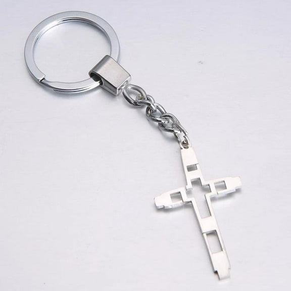 Men'S Women'S Unisex Stainless Keychain Finders Rings Cross L83