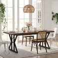 thumbnail image 3 of Farmhouse Dining Table For 6 People, 70.8-Inch Rectangular Rustic Wood Table With Heavy Duty Metal Legs, Multifunctional Kitchen Table For Dining Room (Brown&Black), 3 of 7