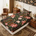 thumbnail image 2 of Manfei Retro Books Twin Fitted Sheet 2 Pieces,Chic Flowers Bedding,1 Fitted Sheet and 1 Pillowcase, 2 of 4