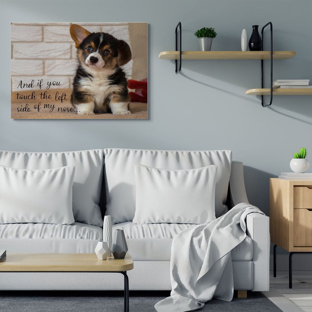 Stupell Industries Touch Left Side of My Nose Cute Puppy Dog Quote Canvas Wall Art Design by Ziwei Li