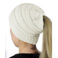 thumbnail image 1 of Gorros de la gorrita tejida de las mujeres con el agujero de la cola de caballo Gorros de punto Gorro grueso del cráneo del invierno caliente para los deportes al aire libre WD.WDQZL Hogar, 1 of 3