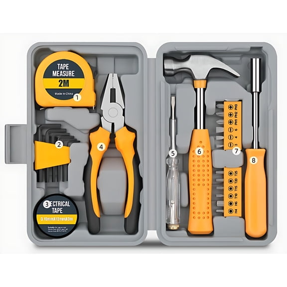 Compact 24-Piece Basic Tool Set with Mini Tool Box, Ideal for Household Repairs, Office Maintenance, Simple DIY Projects, and Everyday General Tasks – User-Friendly Kit for Beginners, Women, and Stud