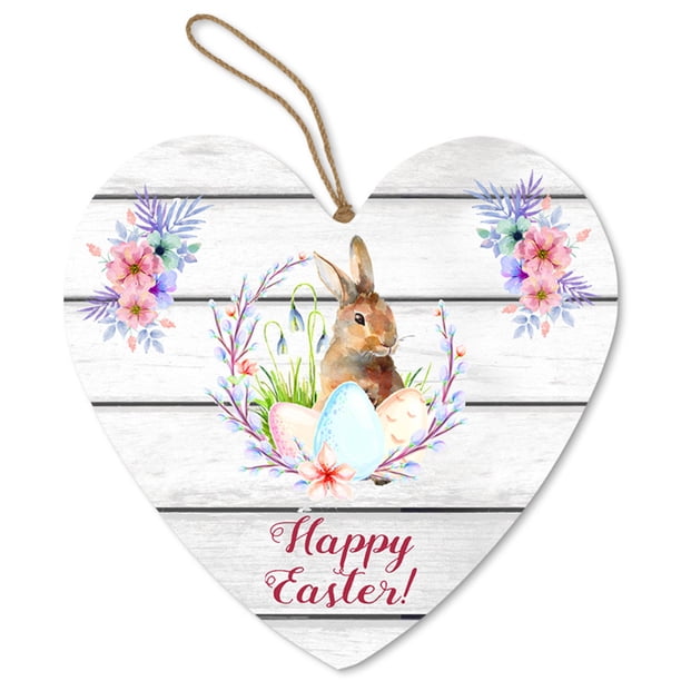 Teissuly Easter Indoor Outdoor Decorative Hanging Sign, Welcome Home Sign, Front Porch Door Decoration, Rustic Wooden Wreath Wall Hanging, Suitable For Easter Teissuly WER202310060693