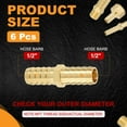 thumbnail image 2 of 6pcs 1/2" To 1/2" Brass Hose Barb Fitting Metals Splicer Mender for 3D Printing, Air Compressor, CNC Machine, Dies, 2 of 6