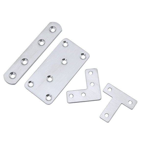 Viveous 22pcs Flat Brace Straight Corner Braces Straight Brackets Stainless Steel Flat Straight Mending Plates for Furniture Corner Brace Brackets