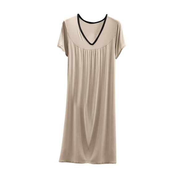 HomeGardon Nightgowns for Women,Women's Sleepwear,Women's V Neck Solid Color with Chest Cushion Loose and Comfortable Plus Size Home Skirt,M-XXL