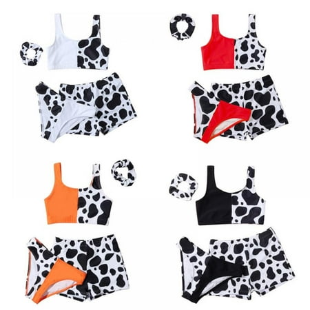 AJZIOJIRO 4 Piece Girls  Swimsuit Swimswear Bathing Suit Butterfly Floral Print Bikini Set with Cover Up Kid Beach Skirt