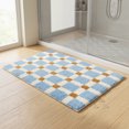 thumbnail image 6 of REGALWOVEN Checkered Non Slip Bath Mats, Soft Fluffy Absorbent Bathroom Rugs for Shower, Sink Blue-2 20" x 32", 6 of 7