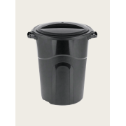 32 Gallon Heavy Duty Plastic Garbage Can, Included Lid, Indoor/Outdoor, Black