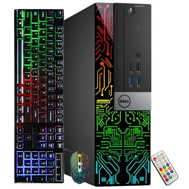 A Grade Custom Built RGB Lights Gaming PC - Dell OptiPlex Computer Intel Core i5 Quad-Core Processor NVIDIA GeForce GT 1030 2GB 32GB RAM 1TB SSD Win 10 Pro WIFI HDMI