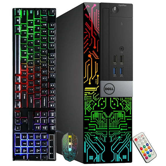 Dell OptiPlex Customized RGB Lights Gaming Computer PC Intel i5 Quad-Core Processor GeForce GT 1030 2GB 16GB RAM 256GB SSD Windows 10 Pro WIFI HDMI - A Grade