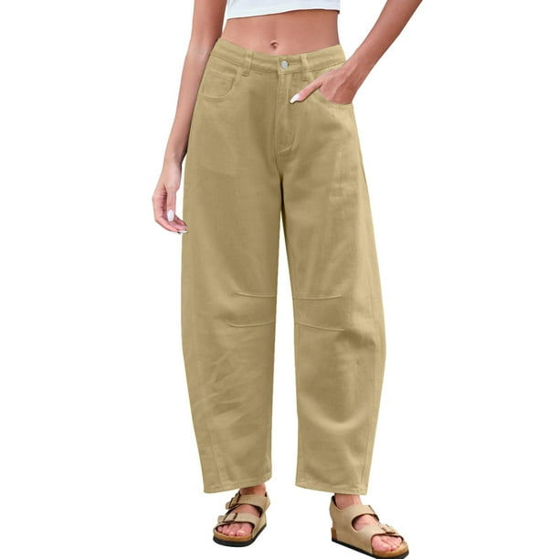 WILLBEST Jeans Mujer Pantalones Vaqueros de Tiro Medio para Mujer, de Pierna Ancha, Cortos, Cómodos, Elásticos, Holgados, Estilo Boyfriend Con Bolsillos, Ropa Informal Chica