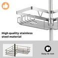 thumbnail image 5 of Corner Shower Organizer, Stainless Steel Tension Pole Corner Bathroom, No Drilling Required Adjustable Shower Shelf for Inside Showers, Silver, 5 of 17