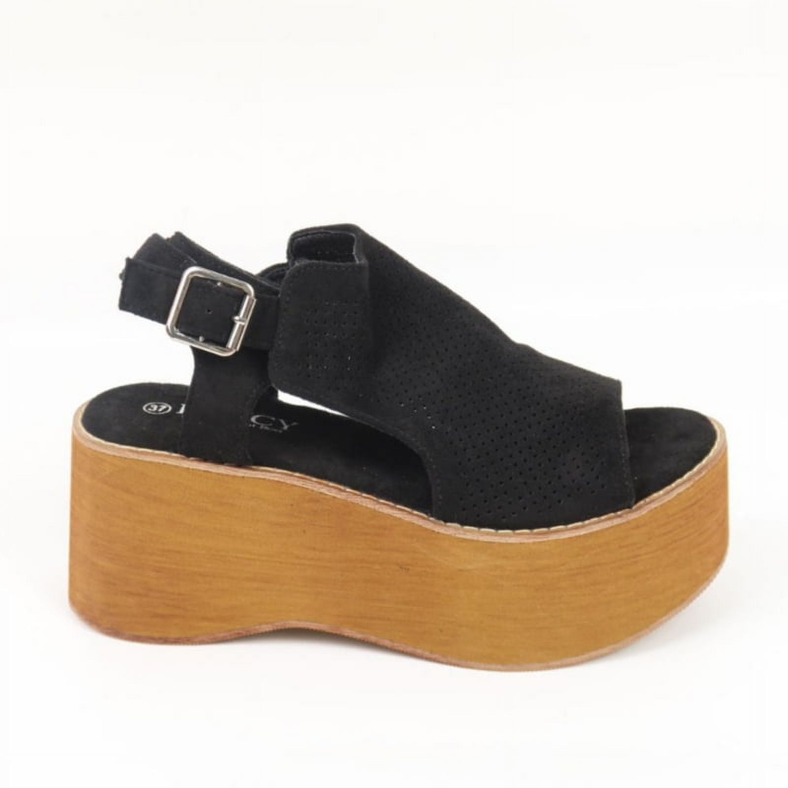 Aerosoles Calicó, Sandalia Con Talón Mujer, Piel Negra, 42.5 EU