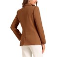 thumbnail image 3 of INSPIRE CHIC Women's Jacket Notched Lapel Double Breasted Padded Shoulder Blazer Coffee Brown L, 3 of 6