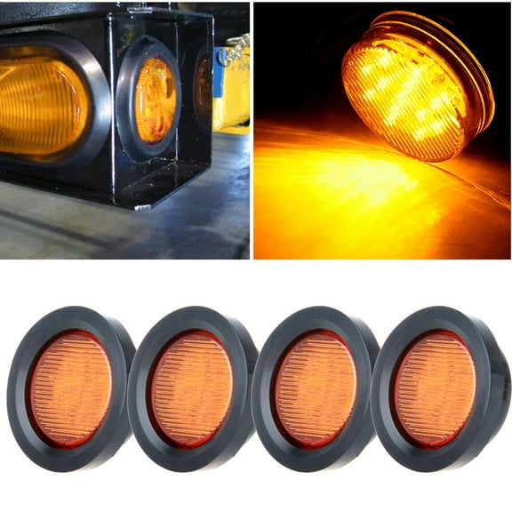 cciyu 4x 2.5" 13 Led Amber Truck Trailer 2.5" Round Side Marker Led Clearance Light 13LED 12V, 2.5 Inch Round Led Marker Lights 2.5 Round Led Clearance Lights 2.5 Inch Round Led Flush Mount Lights