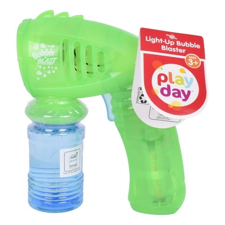 Play Day Light up Bubble Blaster - Green, 4oz Solution, Children Ages 3 
