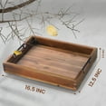 thumbnail image 3 of Ottoman Tray, 16.5"x12.5"x2.5" Acacia Wood Serving Tray with Black Metal Handles, Great for Ottoman Tray, Food Tray, Breakfast Tray, Eating Tray, 3 of 6