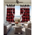thumbnail image 3 of Red Black Christmas Blackout Curtains 96 Inch Length 2 Panels Set, Winter Deer Xmas Elk Snowflakes Full Shading Curtains for Windows, Blackout Curtains for Bedroom Living Room 52"x96", 3 of 8