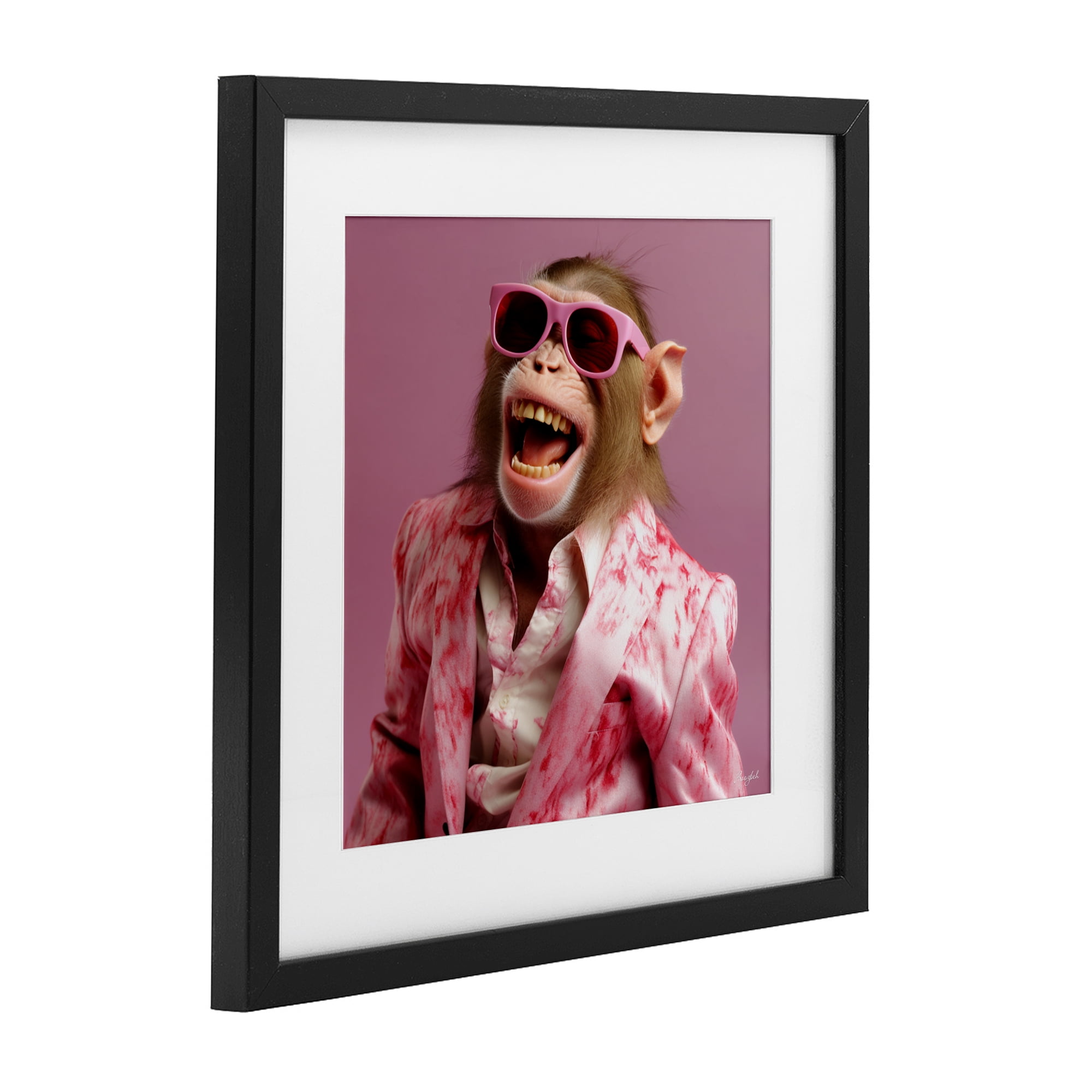 Stupell Industries Hipster Monkey in Suit Black Framed Print Under Glass, design by Roozbeh