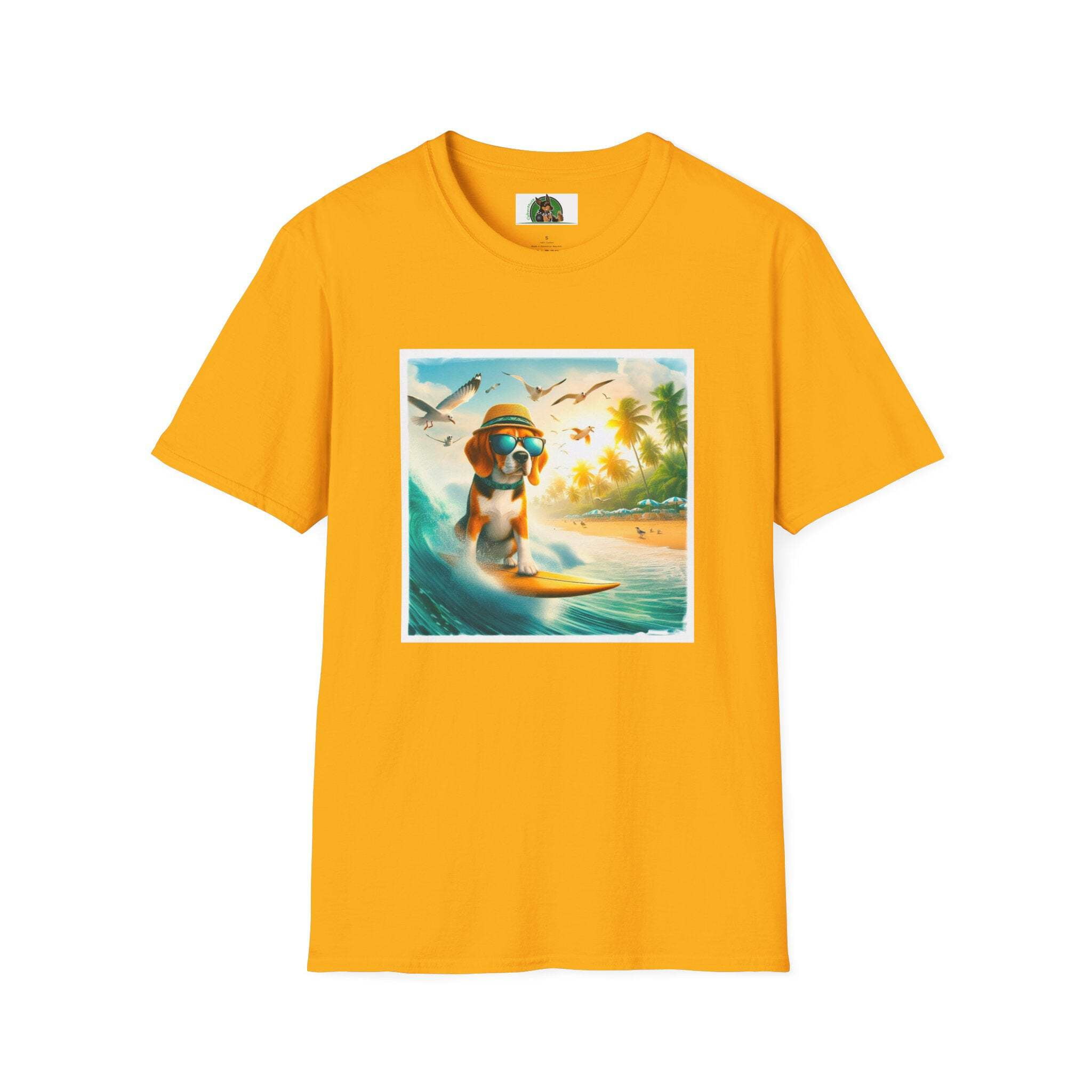 Beagle Surfing Wearing Hat And Shades