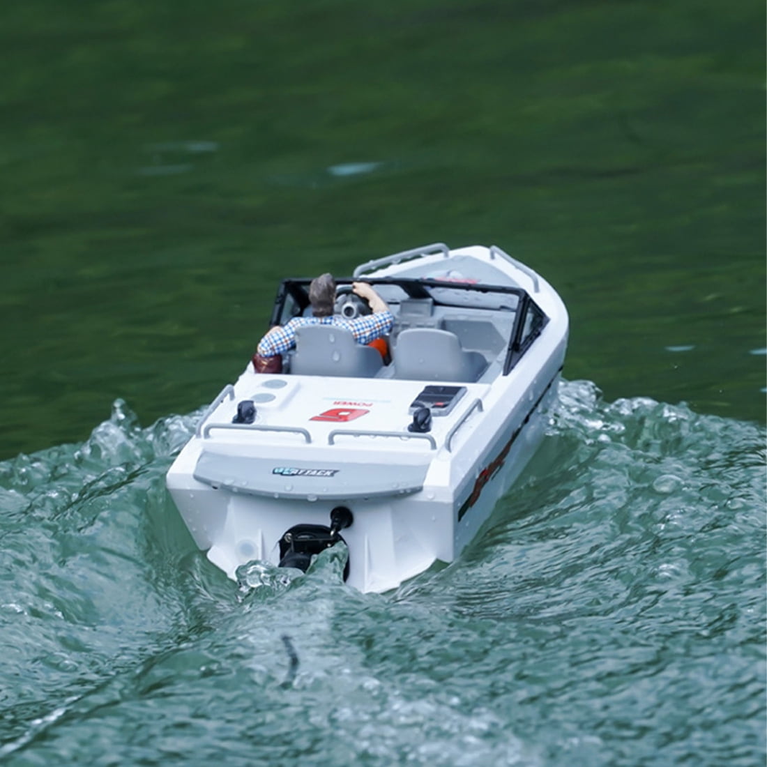 1/12 High Speed RC Jet Boat, Brushless Motor Watercraft Electric Remote Control Boat with Safe Internal Propeller, 2.4GHz 50m Range, Long Endurance Summer Water Toy (White)