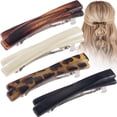 thumbnail image 2 of Xinwanna 4Pcs French Style Hairpins Tortoiseshell Design Women Hair Clips with Metal Springs Lightweight Hair Accessories (Type A), 2 of 13