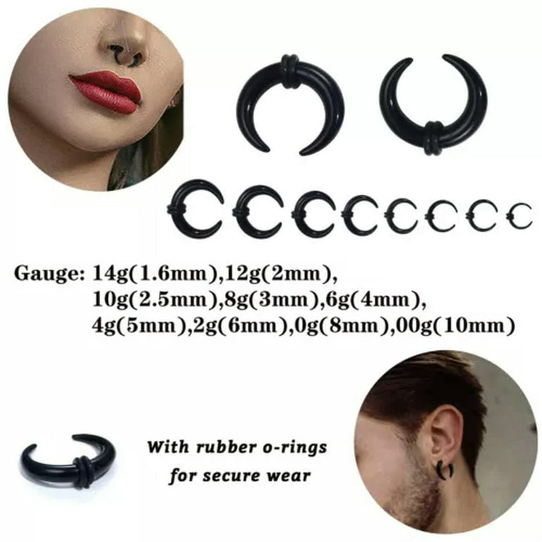 QQTDFG 8 18Pcs Acrylic Nose Rings C Shape Buffalo Septum Piercing Ear Stretching Kit Mix Color 8pcs 14g 1.6 mm