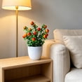 thumbnail image 6 of Dongrere Artificial Potted Plants with White Plastic Pot Fake Bush Greenery Faux Flower Arrangement Decorative for Home Bedroom Office Desk, C, 6 of 6