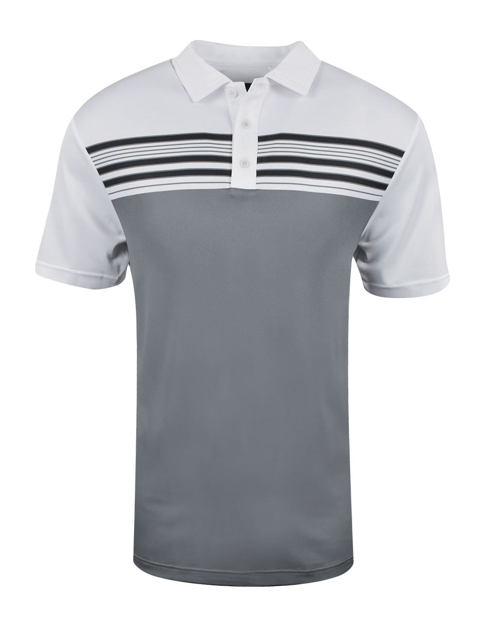 Etonic Mens ETS1908 Engineered Stripe Polo White/Grey/Black XXL