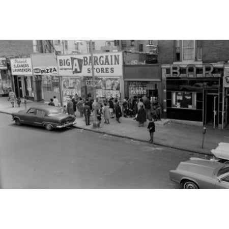 USA New York City The Bronx crowds in line to cash checks or purchase money orders Canvas Art - (18 x 24)