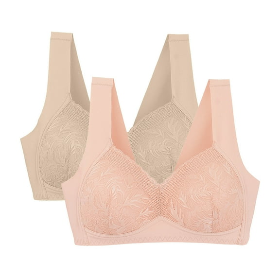 fatyb 2 Pack Bras for Women No Underwire Breathable Bralettes Ladies Full Coverage Soft Everyday Bra