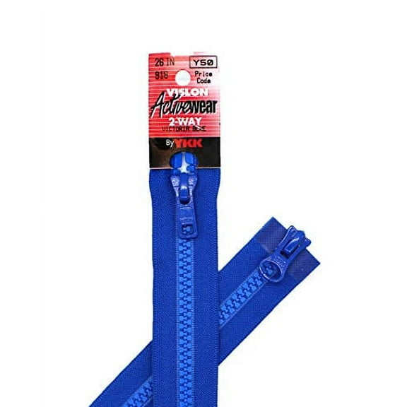 YKK Vislon #5 2-Way Separating Zipper, 26", Victoria Blue