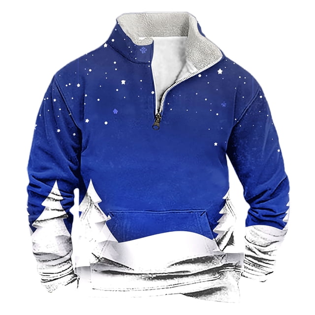 Sudadera sin capucha para hombre, informal, a la moda, con cuello alto, estampado, cremallera, jersey de manga larga, blusa de poliéster para hombre