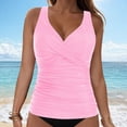 thumbnail image 2 of HCNTES Womens Tankini Top Only Ruched Tummy Control Bathing Suit Top Modest Swim Tank Top No Bottom(Pink,XL), 2 of 9