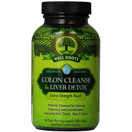 Well Roots Colon Cleanse & Liver Detox Fast-Acting Liquid Softgels 60 ea (Pack of