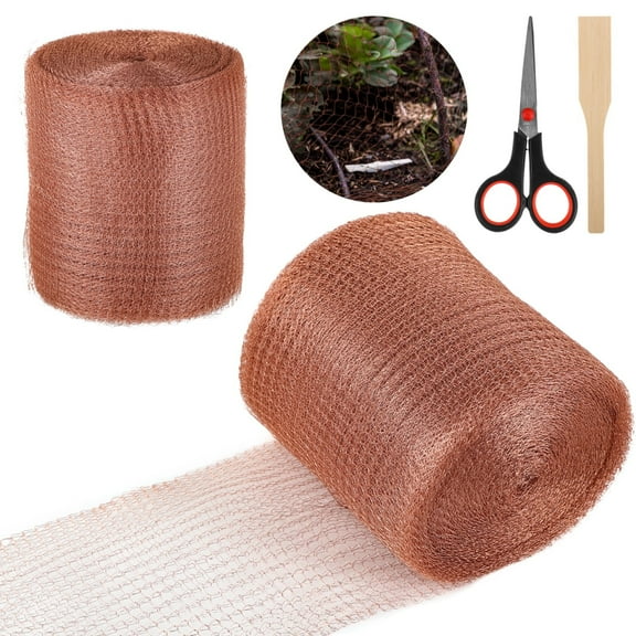 Copper Mesh Roll 5inx98ft, Double Layer Mouse Proof Wire Screen with Scissors & Filler Tool, Home Garden Rodent Exclusion