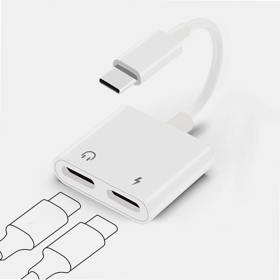 Dual USB C Audio and Charger Adapter,Type-C Earbud Splitter,QC and PD Fast Charging Dongle Fit for Samsung S21 S20 FE 5G Ultra, Note 20 10, iPad Pro, Pixel 2 3 4 5 (Dual USB C)