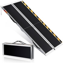 AOILE 2/3/4/5/6/8 FT Folding Wheelchair Ramp, Non-Slip Aluminum Threshold Ramp for Home / Scooter / Car Doorways, Curbs, Stairs, 600lbs Capacity