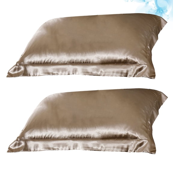 BESTYASH 1 Pair Ice Silk Pillowcases Square Pillow Covers for Home Use, Soft Breathable Golden Color